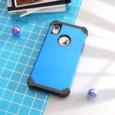 IDweel for iPhone XR Case with Tempered Glass Screen Protector,3 in 1 Shockproof Slim Hybrid Heavy Duty Hard PC Cover Soft Silicone Bumper Full Bo...