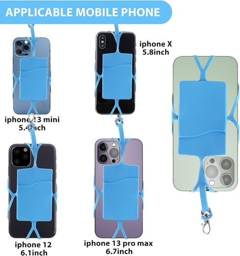 Giantree Mobile Phone Lanyard, Universal Neck Phone Holder Silicone Neck Strap with Card Pocket Phone Lanyard Protective Cover Compatible with Mos...