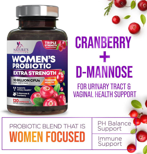 Probiotics for Women with Prebiotics - Women's Probiotic Blend Formulated for Digestive, Vaginal PH, Urinary & Immune Health Support, 90 Billion C...