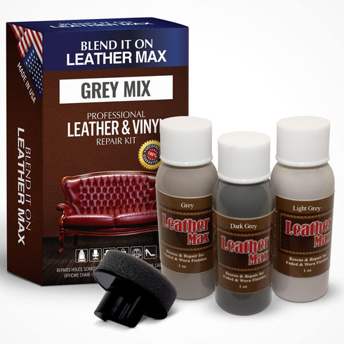 Leather Max Grey Mix Vinyl and Leather Repair Kit - Restorer of Your Furniture, Jacket, Sofa, Boat or Car Seat, Easy Instructions to Match Any Gre...