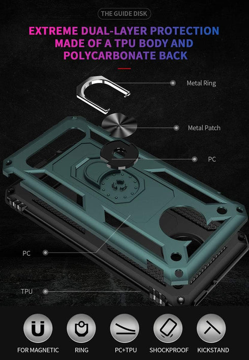 Moto Z4 Case - Military Grade Shock-Absorption Bumper Cover with Anti-Scratch Protection, Ring Car Mount Kickstand - Teal...