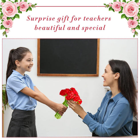 Gueevin 24 Pcs Flower Pens Gifts Mothers Day Artificial Rose Pens Creative Black Ink Pens Bulk Wedding Birthday Party Favors Office School Gift Su...