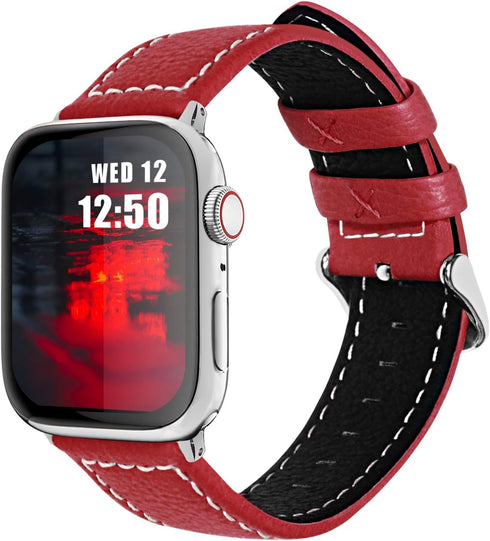 Fullmosa Compatible Apple Watch Band Leather 49mm 46mm 45mm 44mm 42mm 41mm 40mm 38mm for iWatch Ultra2/Ultra/SE/SE2/Series 10/9/8/7/6/5/4/3/2/1,42...