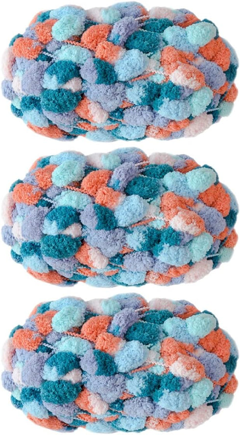 3 Rolls Pomp-A-Doodle Yarn,100% Polyester Jelly Bean POM-POM Ball Yarn for Crochet Knitting Handcraft Mat Pet Nest 450g (Sunny Day)...