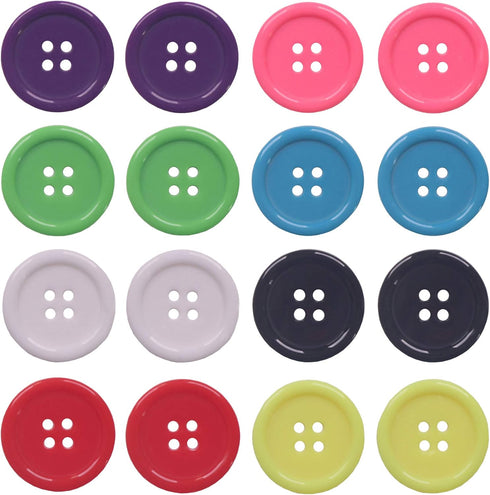 YAKA 80Pcs 1inch(25mm) Sewing Resin Buttons Round Shape 4 Holes Craft Buttons for Sewing Scrapbooking and DIY Craft Multicolored...