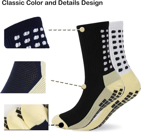 Anti Slip Athletic Grip Socks,Grip Soccer Socks with Grippers,Stretch Athletic Socks for Sports...