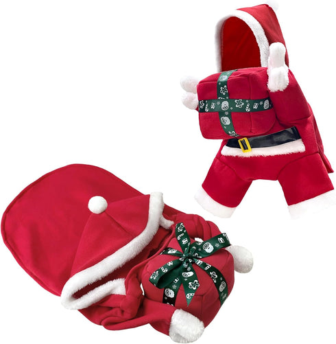 NACOCO Christmas Dog Hoodie Costume - Pet Gift Carrying Style Coat Clothes Christmas Santa Funny Apparel Outfit Winter Warm for Medium Dog Party A...