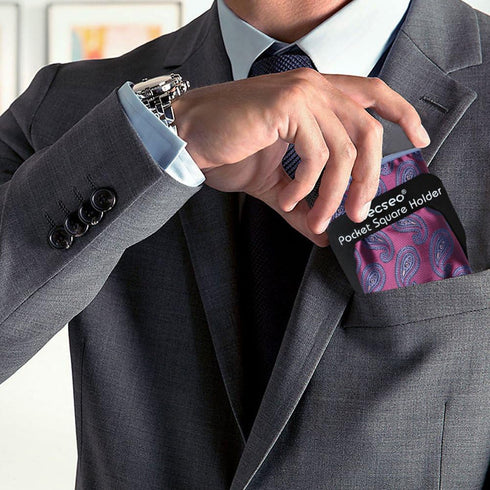 Pocket Square Guard for Men Suits, Ecseo Mens Pocket Square Holder/Folder - 2 Pack...