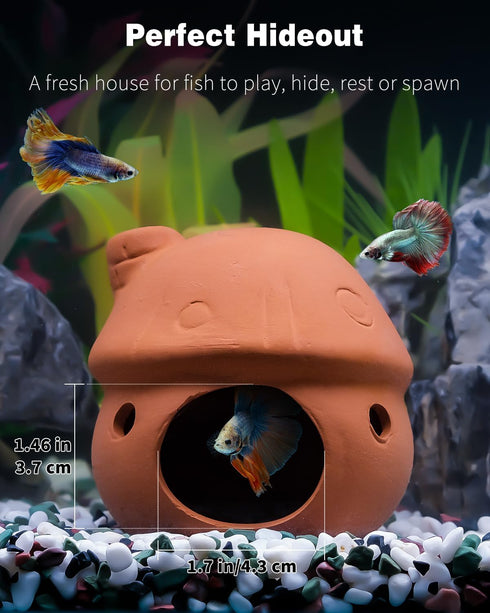 Uniclife Aquarium Mushroom House Fish Tank Decoration Ceramic Mushroom Hut Ornament for Fish Tank Landscape Aquarium Hideout Hideaway Spawning Cav...