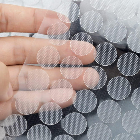 1248 Pcs (624 Pairs) Thin Clear Dots with Adhesive Hook and Loop Nylon Transparent Sticky Back Glue Tapes 0.59 Inch Diameter Fastener for School C...