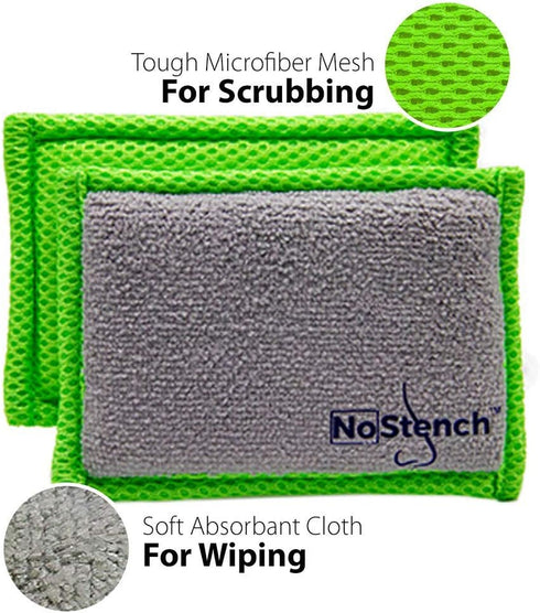 Kitchen Sponge | Odor Resistant, Non-Scratch Microfiber Mesh and Terry Cloth Sponge, No Odor, Long Lasting Odor Protection | Durable Odor Free Lif...