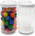ljdeals 32 oz Clear Plastic Jars with Lids, Storage Containers, Wide Mouth, PET Mason Jars, Food Safe, BPA Free, Pack of 4, Made in USA...