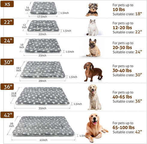 Mora Pets Dog Bed Crate Pad Ultra Soft Pet Bed with Cute Star Print Washable Crate Mat for Large Medium Small Dogs Reversible Fleece Dog Crate Ken...