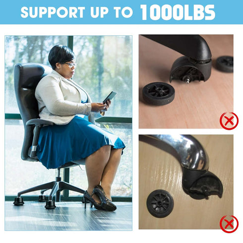 Bell Glides Replacement Office Chair Swivel Caster Wheels to Fixed Stationary Castors,with Separate Self Adhesive Felt Pads for Carpet,Desk Chair ...