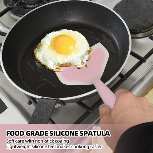 2 Pack Silicone Pancakes Spatula,Wide Pancakes Spatula Turner for Eggs Fish Pizza and Steak Shovel Omelette Spatulas for Nonstick Cookware,Heat Re...