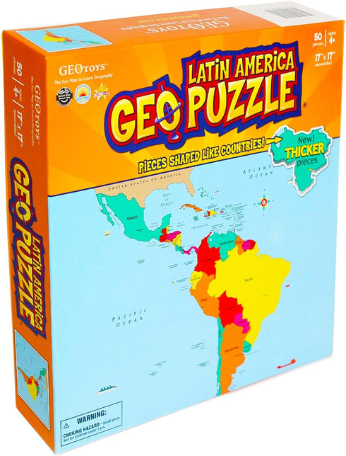 GeoToys — GeoPuzzle Latin America — Educational Kid Toys for Boys and Girls, 50 Piece Geography Jigsaw Puzzle, Jumbo Size Kids Puzzle — Ages 4 and...
