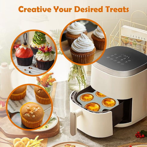 2 Pcs Air Fryer Accessories, Silicone Muffin Pans for Baking? Non-Stick Food-Grade Air Fryer Liners with 16 Disposable Paper Coated Baking Cups...