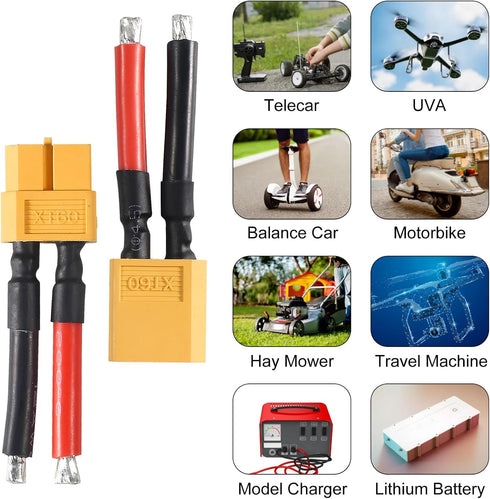 6 Pairs XT60 Connector 12AWG Silicon Wire Female and Male Extention Cable XT60 Plug Connector Compatible with RC Cars Boat Drone Lithium Battery C...