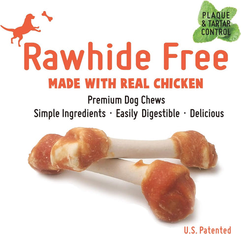 Chicken Dog Chew Bones Medium, Rawhide Free, Grain Free, Made with Real Chicken & Wholesome Vegetables, Knotted Bones Medium 5pcs/pack...