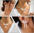 3PCS Silver Pearl Bow Necklace Bow Stud Earrings Jewelry Set for Women,Cute Bowknot Pearl Choker Necklace Stud Drop Earrings Bow Bracelet Set Gift...