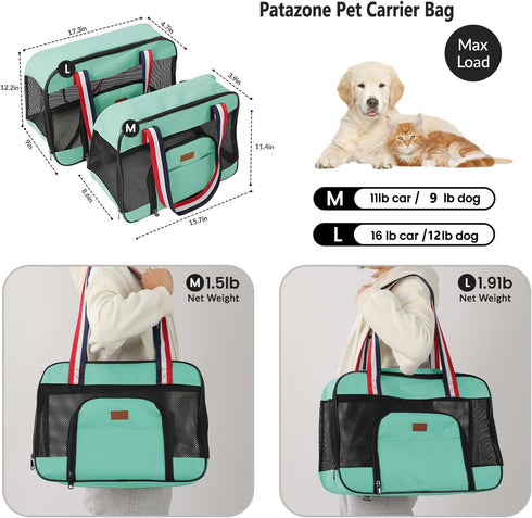 Green Small Dog Puppy Bag Cat Carrier Kitty Purse Pet's Totes Small Animals Bunny Rabbit Handbag Traveling Outdoor Go to The Vet Carry...