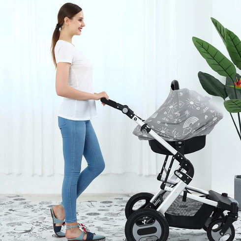 Carseat Canopy Breastfeeding Cover - Multi Use Infant Stroller Cover, Car Seat Covers for Babies, Baby Shower Gifts for Boys and Girls (Creativity...