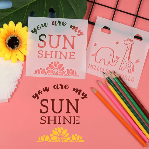 25 Pack Stencils for Baby Shower?Mixed Animals Pattern Painting Stencils Baby Shower Onesie Decorating Reusable Templates for Painting on Fabric B...