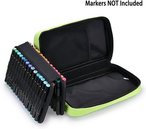 BTSKY Art Marker Carrying Case Lipstick Organizer-60 Slots Canvas Zippered Markers Storage for Touch Spectrum Noir Paint Sharpie Markers, Empty Wa...
