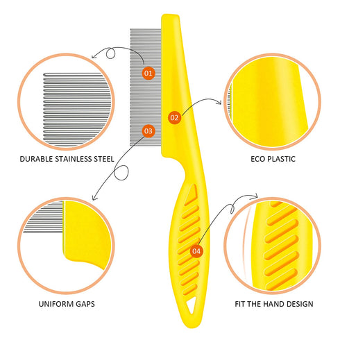 6 Pieces Pet Lice Combs Dog Grooming Flea Comb Cat Tear Stain Comb for Removal Dandruff, Hair Stain, Nit (Pink, Yellow, Dark Blue, Green, Blue, Or...