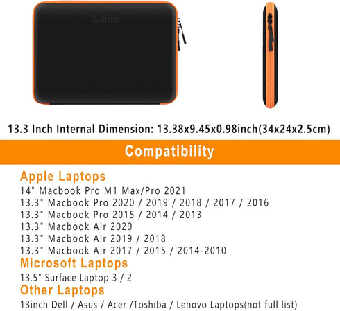 Hard Shell Case 13-13.3" Full Body Impact Protection Ultrathin Waterproof Scratch-resistant Anti-slip Super Cushioning Design, Compatible with Mac...