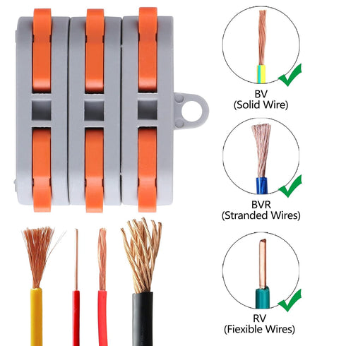 90 pcs XHF Conductor Compact Connectors Lever Connectors Nuts, Electrical Connectors Wire Terminals for any Circuit Inline Splices 28-12 AWG (SPL-...