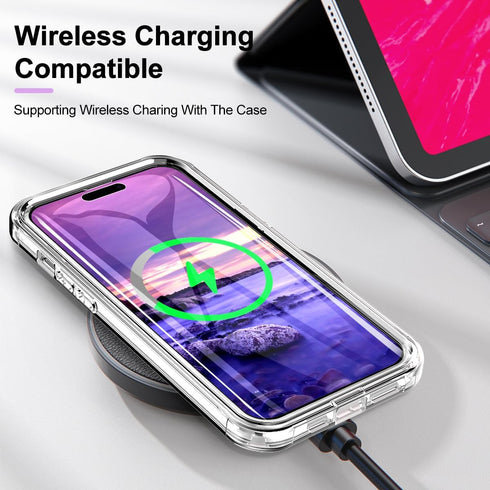 STERKER Compatible for iPhone 15 Case, Full Body Rugged Floral Pattern Case with Built-in Touch Sensitive Screen Protector, Soft TPU Bumper Case f...