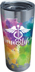 Tervis Nurse Watercolor Triple Walled Insulated Tumbler Travel Cup Keeps Drinks Cold & Hot, 20oz, Stainless Steel, 1 Count (Pack of 1)...