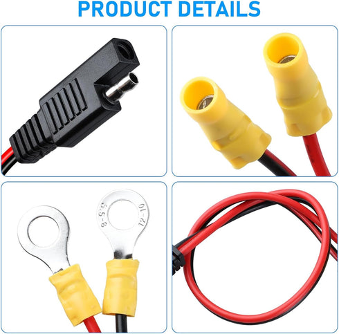 Linkstyle 4pcs 16 AWG Marine Trolling Motor Quick Disconnect, 16 Gauge Heavy-Duty SAE Quick Connector Plug Marine Battery Accessory, for RV Trolli...