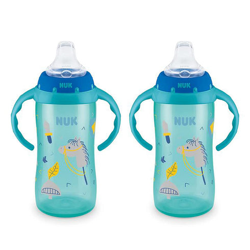 NUK 10 Ounce Jungle Large Learner Cup With Handles, 2 Pack, Boy (Colors may vary)...