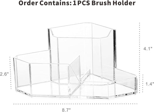 Cq acrylic Pencil and Pen Holder For Desk 3 Compartment Cute Pen Cup Durable Desk Organizers for Middle High School Office College Student Clear P...