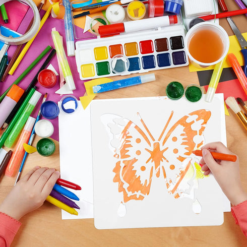 36 Sheets Flower Stencils for Painting on Wood, Sunflower Butterflies Bird Leaf Stencils Templates for Painting, Reusable Plastic Stencils for Pai...