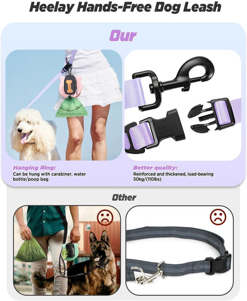 Hands Free Dog Leash, 8.2ft Multifunctional Crossbody Rope with Explosion-Proof Handle and Adjustable Training Hands Free Leash for Dogs Walking(P...