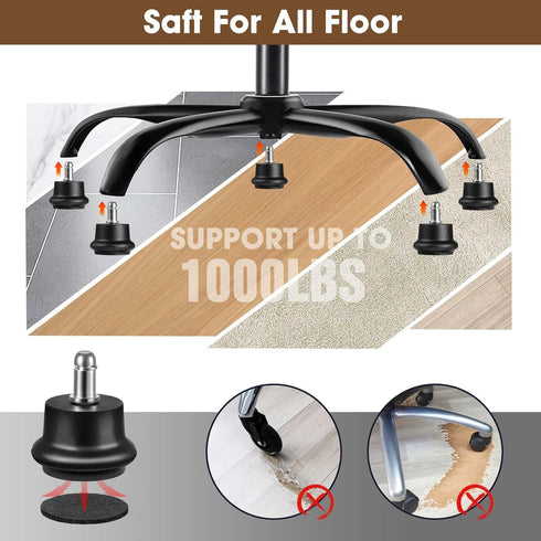 Bell Glides Replacement Office Chair or Stool Swivel Caster Wheels to Fixed Stationary Castors (Bell Glides Short)...