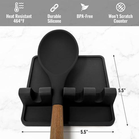 Zulay Kitchen Silicone Utensil Rest - BPA-Free, Durable Spoon Rest with Drip Pad - Heat-Resistant Spoon Rest for Stove Top - Spoon Rest for Kitche...