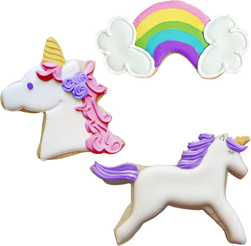 Unicorn Cookie Cutters 3-Pc. Set Made in USA by Ann Clark, Unicorns and Rainbow...