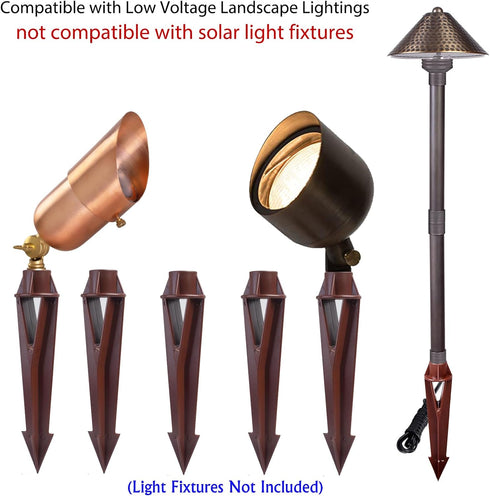 Ground Spike Stake Replacement for Low Voltage Landscape Lighting Spot Path Flood Lights with 1/2-14 NPT Thread, High-impact ABS Construction...