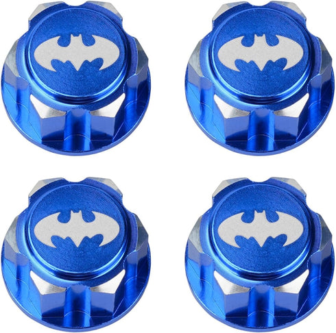 DJX 4PCS Aluminum 17mm bat Hex Wheel Nuts Dustproof Anti-Skid Mount Cap for 1/10 Scale Arrma Losi HSP Redcat 1/8 RC car Truck(Blue)...