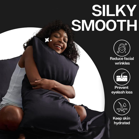MR&HM Satin Pillowcase for Hair and Skin, Silk Satin Pillowcase 2 Pack, Queen Size Pillow Cases Set of 2, Silky Pillow Cover with Envelope Closure...