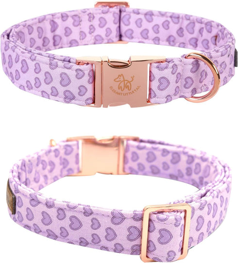 Elegant little tail Dog Collar, Valentine's Day Dog Collar Pet Collar, Purple Heart Dog Collar Cute Girl or Boy Dog Collar Puppy Pet Gift Adjustab...