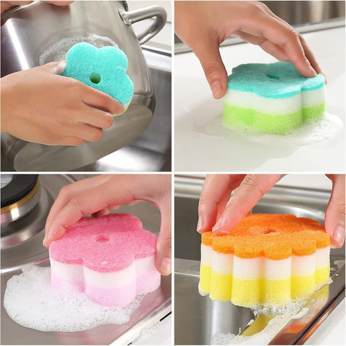 Individually Wrapped Sponge, Kitchen Dishwashing Sponge Multi-Purpose Mesh Net Scouring Pad, Odor-Free Sponge Wipes Suitable for Travel Apartments...