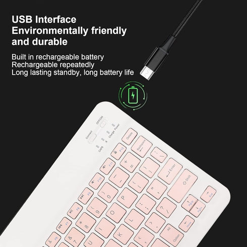 Bluetooth Keyboard Mouse Set, 10 Inch USB Charging Ultra Thin Quiet Keyboard with DPI Mouse, Composite Keys Keyboard Mouse Combo for Cellphone Lap...