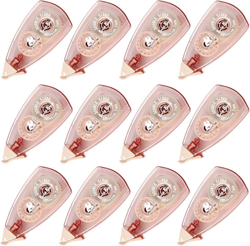 Total 12pcs Triangle Double Sided Adhesive Tape Roller Scrapbooking Tape, Acid Free & Archival-Safe, Permanent Double-Sided Adhesive Tape Dispense...