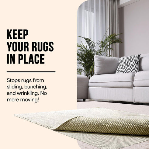 Non Slip Area Rug Gripper 4x6 Feet, Rug Gripper for Hardwood Floors, Laminate, Vinyl, Stone & Tile, Anti Slip Area Rug Pad for Under Rugs...