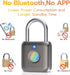 Pothunder Fingerprint Smart Padlock Lock, Biometric Metal Keyless Thumbprint Lock, Waterproof, USB Rechargeable, for Gym Locker, School Locker, Lu...
